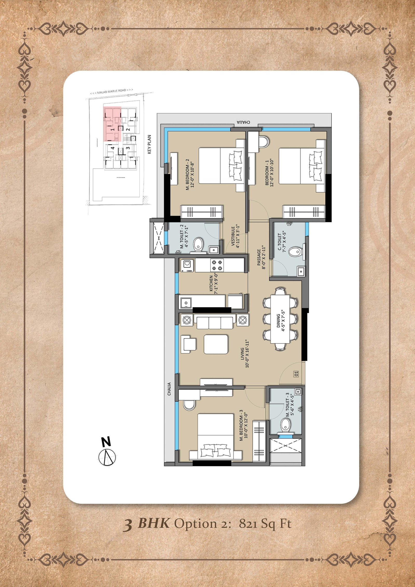 3BHK Space Blueprint